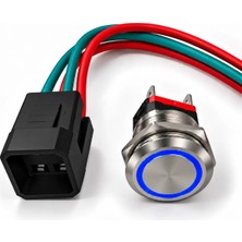 Labarka Mavi LED'li Krom Buton (On)-Off 22 mm 15A 12/24V