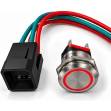 Labarka Kırmızı LED'li Krom Buton On-Off 22 mm 15A 12/24V