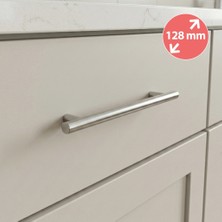 Alüminyum Paslanmaz Inox 128 mm Mobilya Boy Kulp Çap: 12 mm