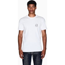 Armani Exchange Erkek Regular Fit Yuvarlak Yakalı Logo Baskılı Kısa Kollu Beyaz T-Shirt XM000365 AF12308-U0009