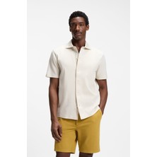 Boss Erkek Regular Fit Pamuklu Kısa Kollu Ekru Gömlek 50565076-118