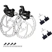 NCR Bisiklet Mekanik Disk Fren Kaliper Seti Rotor 160MM 6 Vidalı Yedek Balatalı