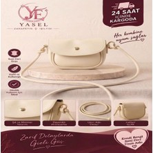 Yasel Takı & Çanta Düğüm Detaylı Ayarlanabilir Askılı Kadın Mini Çapraz Çanta Krem