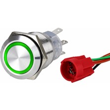 Labarka Yeşil LED'li Krom Buton On-Off 19 mm 15A 12/24V