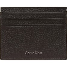 Calvin Klein Erkek Dokulu Yazı Baskılı Kartlık %100 Poliüretan Kahverengi Minimalist Tasarım