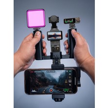 Yadu Dji Osmo Pocket 3 / 4 / 4p Uyumlu Telefon Bölmeli Çift El Tutucu Sinematik Rig