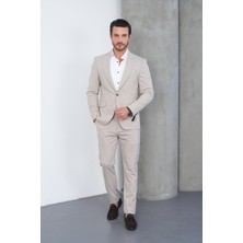 Gustman Moda Bej Slim Fittakım Elbise
