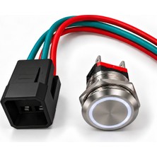 Labarka Beyaz Led'li Krom Buton (On)-Off 22 mm 15A 12/24V