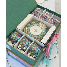 Roykıng 6 Kişilik Porselen Flower Of Life Kahve Fincanı 100 ml