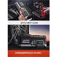 Velora 12.000MAH Akü Takviyeli Araç Kompresörü, 5ın1 Özellik