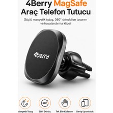 4Berry Magsafe Uyumlu Manyetik Araç Telefon Tutucu – Havalandırma Izgarası, 360° Döner Başlık