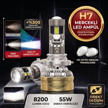 Caralp H7 Lazer Mercekli Far Ampulü Ufuk Çizgili Otomobil Araç Motosiklet Uyumlu Profesyonel Mini Projektör LED Beyaz LED Xenon Lamba 8200LM Şimşek Etkili Uzun Kısa 2 Adet 12/36V 55W A90