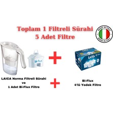 LAICA Laıca Norma ( Beyaz ) Akıllı Filtreli Su Arıtmalı Filtre Sürahi 2.30LT + Bi-Flux 4'lü Yedek Filtre