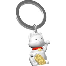 2 Adet Metalmorphose Şanslı Kedi Anahtarlık Beyaz - Dore  MTM226-01
