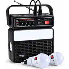 Beemen Solar Şarjlı Bluetooth Hoparlör Fm Radyo 2400 Mah Powerbank LED Kamp Lambası 2 Ampullü PG-2730SL