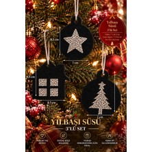 Taşteks Taşlı Keçe Yılbaşı Süsü 3’lü Set – Çift Taraflı Işıltılı Dekor | 4 Renk Seçenekli |
