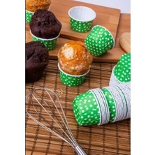 Labazon Kağıt Muffin Kek Kalıbı Puantiyeli Yeşil