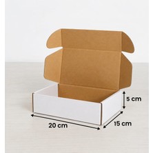Aybaş Kağıtçılık 20X15X5 (20 Adet) Beyaz Kilitli E Ticaret Kutusu, Tabanı Siyah Şeritli, Internet ve Kargo Kutusu, Hediye Kutusu, Karton Kutu, Kraft Kutu