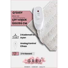 Grej Q'Easy- 3 Kademe Kolay Kullanımlı Çift Kişilik Elektrikli Alt Battaniye- 120x155 cm