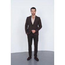 Gustman Moda Kahverengi Slim Fit Erkek Takım Elbise
