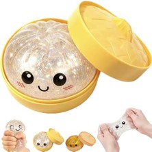 Velora Glitter Buharda Doldurulmuş Topuz Squishy Oyuncak Vapur Kutusu, Yumuşak Yavaş Yükselme Sıkma Stres Giderici Fidget Oyuncak, Simülasyon Char Siu Bao Dekompresyon Hamur Topu Anksiyete Giderme ve