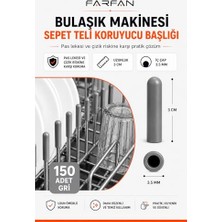 Velora 150 Adet Gri | Bulaşık Makinesi Sepetleri Çubukları Için Birinci Sınıf Pas ve Çizilmeleri Önleyen Plastik Kapak Uçları | Tamir Seti