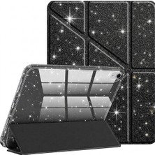 M.TK Moveteck iPad 11.nesil A16 11INÇ/10.NESIL 10.9 Inç Uyumlu Kılıf Simli Işıltılı Parlak Kalem Bölmeli Standlı Trifolding Case