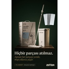 Zetter Mop Temizlik Seti, 1 Yıl Garantili, Zamanlayıcılı, 3 Bezli, Kolay Sıkmalı