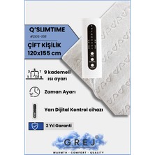 Grej Q'Slimtime - 9 Kademe Isı Ayarı/Zaman ayarlı Çift Kişilik Elektrikli Alt Battaniye - 120x155 cm