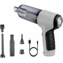 Velora Aee® Şarjlı Araç Süpürgesi 120W 6000PA – Üfleme Özellikli Mini El Süpürgesi Oto Ofis Klavye Kasa Vakum Şişirme Seti
