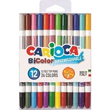 3 Adet Carioca Bicolor Süper Yıkanabilir Çift Taraflı Keçeli Boya Kalemi 12LI 24 Renk