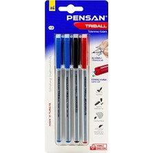 2 Adet Pensan 4'lütriball Tükenmez Kalem (2 Mavi+1 Siyah+1 Kırmızı)