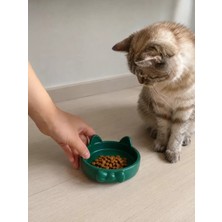 Aslanoğlu Store Papyon Model Beton Kedi Köpek Mama ve Su Kabı 16 cm Çap - Yeşil