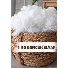 SEPETI%100 Boncuk Elyaf 1 kg Yastık Yorgan Oyuncak Malzemesi, Beyaz