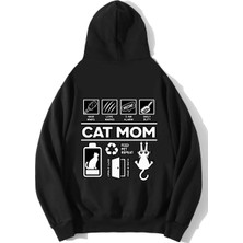 Brz Collection Unisex Oversize Cat Mom Hoodie Siyah