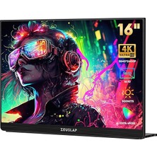 P16KF 16'' 3840X2400P 60Hz 4K UHD IPS Panel Type-C, Ultra Ince Taşınabilir Monitör (ZL-P16KF)