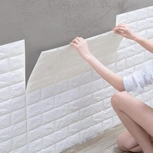 Yapışkanlı Estetik 3D Boyut Duvar Kağıdı Paneli Beyaz (Beyaz)