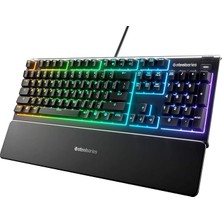 Apex 3 Gaming Klavye, 10 Bölgeli Rgb Aydınlatma, Sessiz Switch, IP32 Sıvı Dayanıklılık, Premium Manyetik Bilek Desteği, Türkçe Qwerty