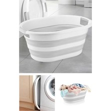Kapısı Katlanabilir Silikon Akordiyon Çamaşır Sepeti Sele 27 L (27 Litre)