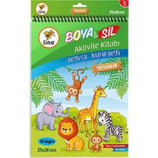 4 Adet Lino Boya Sil Aktivite Boyama Kitabı Hayvanlar A4 Ebat  (Silinebilir)