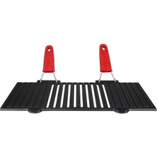 Metal Döküm Mangal Izgarası, Çift Silikon Kulplu, 40 x 25 x 0.7 cm