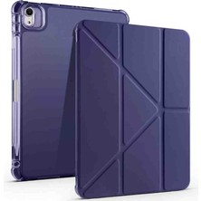 Air 11 Ile Uyumlu 2025 M3 Kalem Bölmeli Standlı Tri Folding Fuchsia Tablet Kılıfı Lacivert