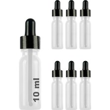 10 ml Metal Kapaklı Damlalık Dropper Şişesi Serum 10 cc Cam Şişe 6 Adet (Siyah Kapak, Şeffaf)