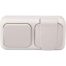 Palmiye Beyaz Anahtar + Topraklı Priz Çabul Bağlantı Kombini