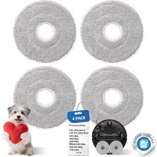 Velora Oxfraki Dreame L10S Ultra, L20 Ultra, L10S Pro Ultra Heat, L10 Ultra, L10S Pro, L10 Prime, Xiaomi X10+, S10+ Robot Süpürge Için 4 Adet Silme Bezi, Mikrofiber Islak Silme Pedleri, Aksesuar, Zemin