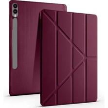 Galaxy Tab S9 Fe Plus X610 12.4 Inç Ile Uyumlu Üçgen Katlanilir Kalemlikli Standlı Akıllı Kılıf Mürdüm