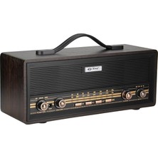 Midi Boy Retro Radyo Bluetooth Destekli Taşınabilir Radyo - Fm/am/sw Frekans, Usb/tf Kart Girişli, 2X8W Hoparlör, Şarjlı ve Kablolu Kullanım 35CM x 14CM PX-630BT (PX-630BT - Siyah)