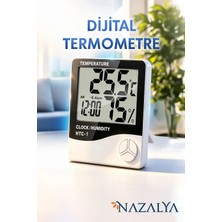 Nazalya Dijital Oda Termometre Sıcaklık ve Nem Ölçer Masa Saati Alarm