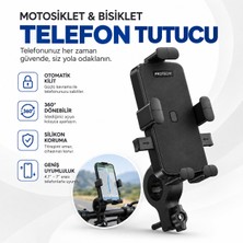 Seyoni Motosiklet Bisiklet ve Elektrikli Araç Gidon Telefon Tutucu 360° Döner Otomatik Kilitli 4.7-7 Inç