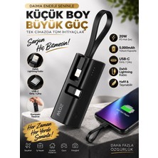 Deanb 5000MAH 20W Pd Hızlı Şarj Powerbank Dahili Lightning Kablolu Type-C Çıkışlı Taşınabilir